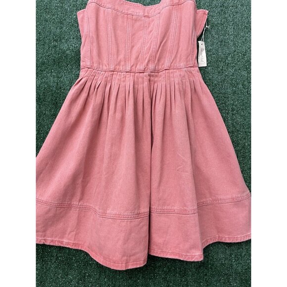 Beautiful Nomad Dress Denim Pink Stretch Straps Zipper Size 2XL Knee - Picture 3 of 14